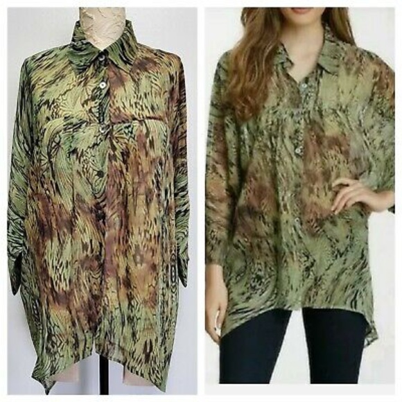 Da-Nang Tops - HP💝Da-Nang Jungle Print tunic xs/s in 100%silk NWT